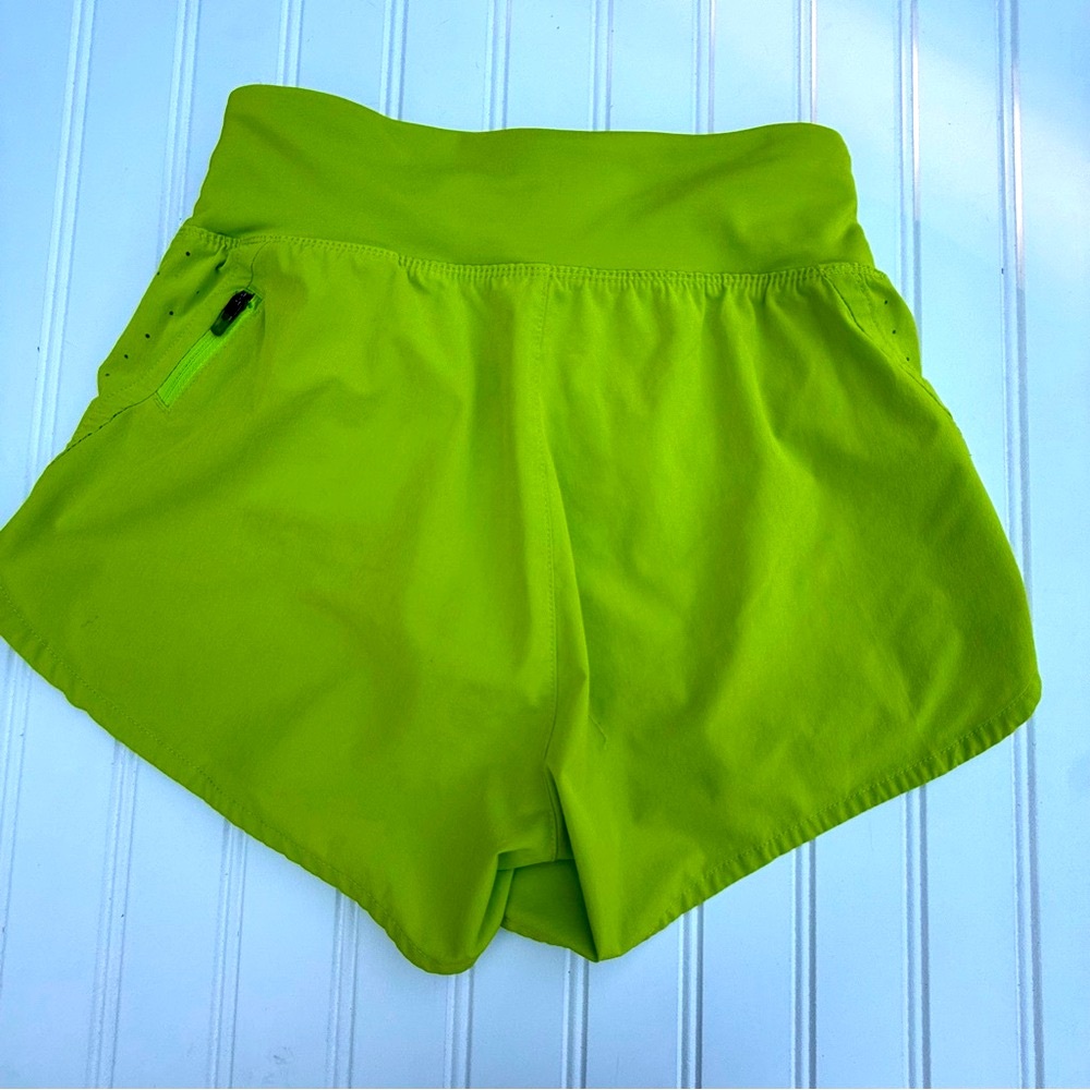 Nike Women's Neon Green Athletic Running Shorts - Picture 5 of 6